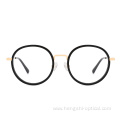 Custom Classic Mens Round Shape Acetate Metal Glasses Frames Optical Glasses Eyeglasses